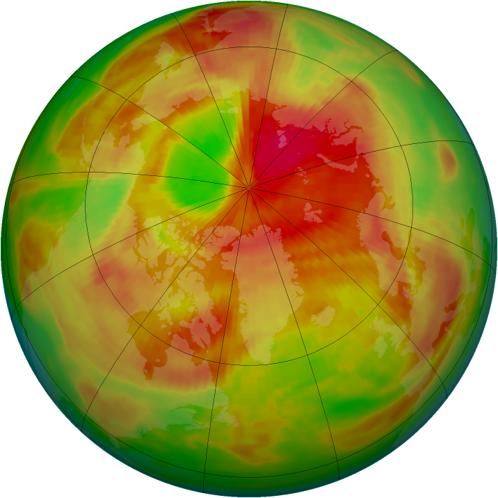 Arctic ozone map for 20 April 1991